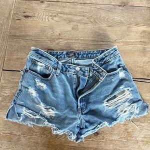 Abercrombie & Fitch Light Blue Ripped Jean Shorts